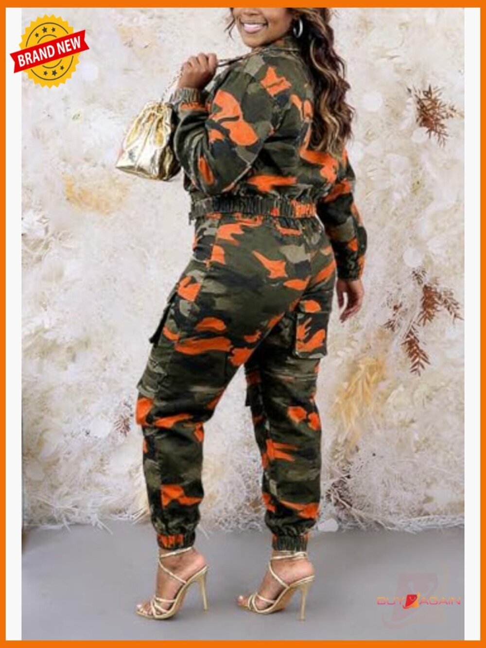 High Waisted Baggy Wide Leg Camo Cargo Joggers Multi Pockets Y2K Army Fatigue - Picture 7 of 7